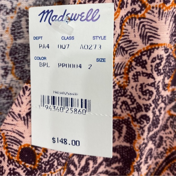 Madewell Pink Floral Print Lace Front Ruffle Hem Mini Dress NWT - Picture 7 of 9